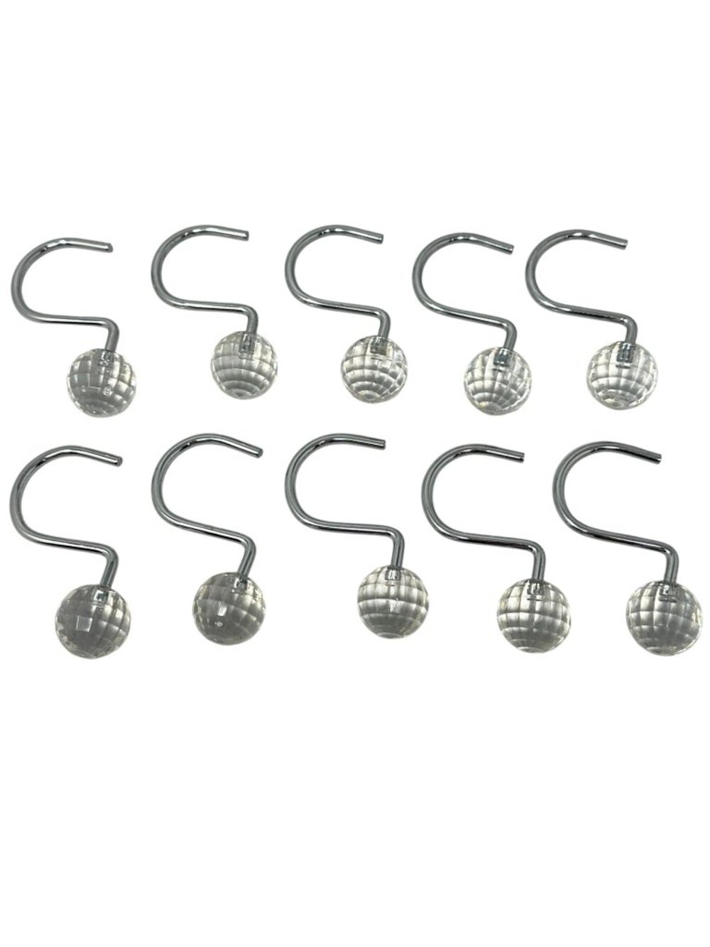 Clear Acrylic Disco Ball Shower Curtain Hooks 10 Pc Set 1 in Diameter